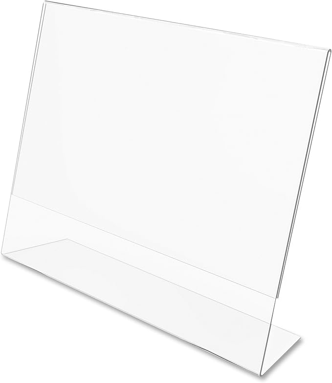 Dazzling Displays Clear Acrylic Sign Holder 6 x 4 - Clear Slanted Sign Holder - Premium Acrylic Sign Holder for Office, Retail, Tradeshow and Home Use (6 Pack)