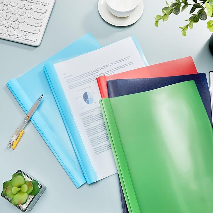 72 Pack Plastic Report Covers with 3 Prongs Presentation Folders Bulk, 100 Sheet Capacity, Clear Front Report Covers for Presentation Document Paper School Office Supplies (Colorful)