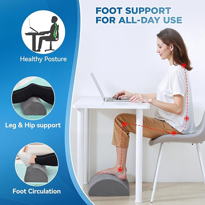 Adjustable Foot Rest for Under Desk - 3-in-1 Ergonomic Foot Stool with Zipper Connection, Height Adjustable for Office, Home & Gaming (Gray)