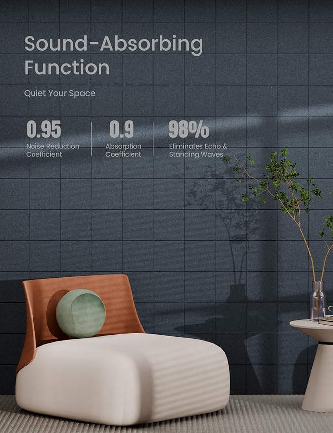 Bumusty Large Cork Board Alternative-36 x24 Felt Bulletin Board Tiles, with 30 Pushpins, 40 Adhesive Tabs, 6-Pack Slat Wall Paneling, Cork Boards for Office Push Pin Felt Board-Deep Charcoal Blue