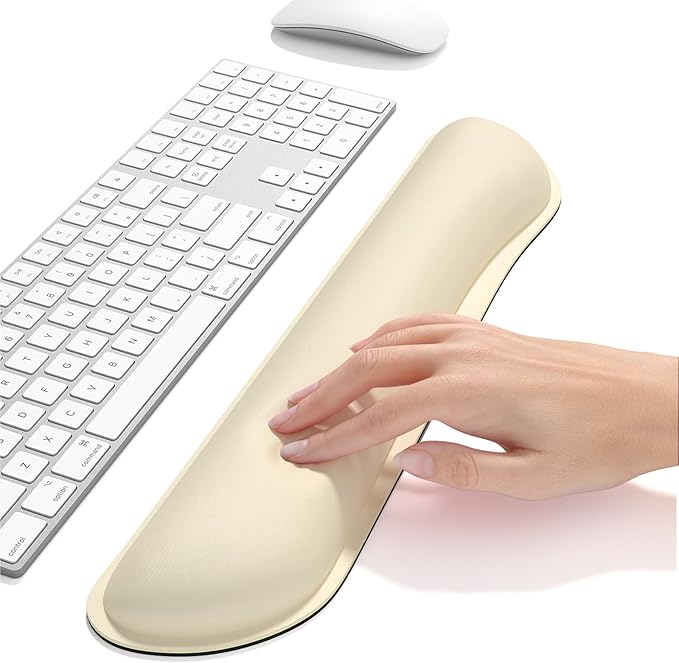 Dapesuom Enlarge Keyboard Wrist Rest, Memory Foam Keyboard Wrist Cushion for Computer Desk Mats Support, Typing Pain Relief Ergonomic Mouse Pad Rests with Non-Slip Base for Gaming Laptop, Navajo White