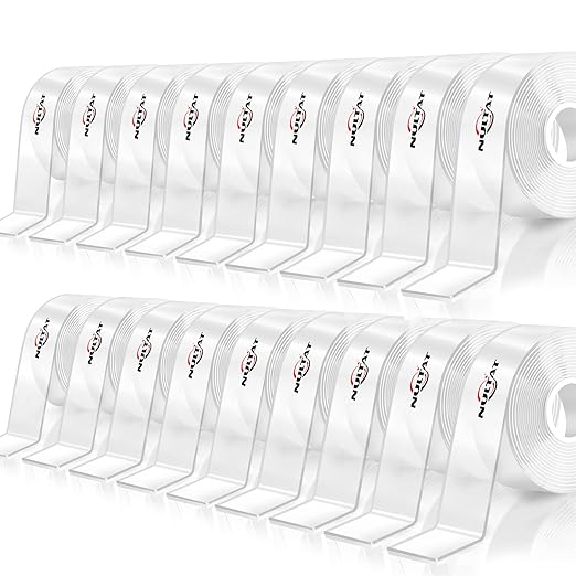 Strong Double Sided Tape Heavy Duty Double Sided Tape for Walls, Clear & Tough Double Sided Mounting Nano Tape, Removable Adhesive Wall Tape for Hanging Picture, Poster, Carpet (180FT)