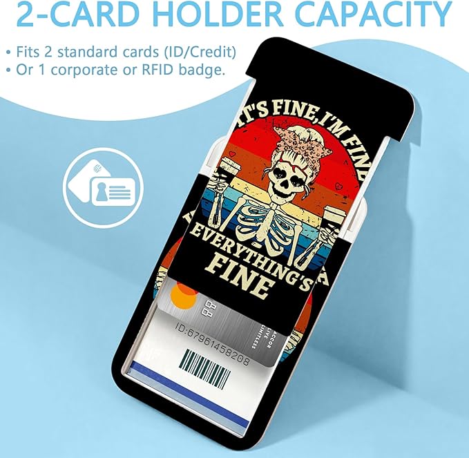 It`s Fine I`m Fine Lanyards for ID Badges, Funny Badge Reels Retractable Heavy Duty with 360° Swivel Carabiner Clip, Cute ID Clip ID Holder with Breakaway Lanyard