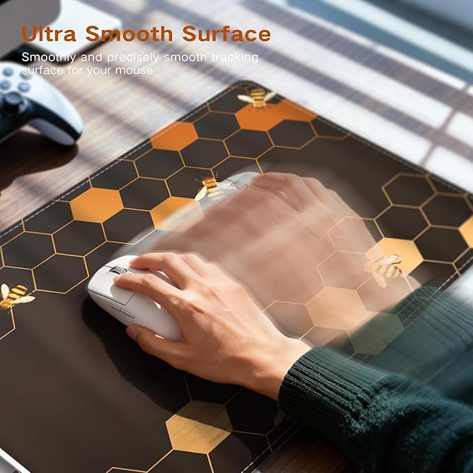 iCasso Heated Desk Pad, XXL Heated Mouse Pad Hand Warmer, 35.4" x 15.7" Warm Desk Protector Mat with 4 Heating Levels for Computer Keyboard, Large Mousepad for Home Office Work (Honeycomb)