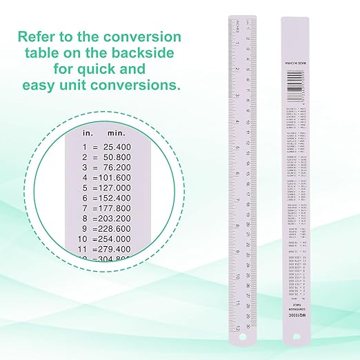 PATIKIL 30cm/12 Metal Ruler, 2 Pack Aluminum Alloy Rulers with Centimeters, Millimeters, Inches and Conversion Table Straight Edge Ruler for Writing Machinist Drafting, Purple