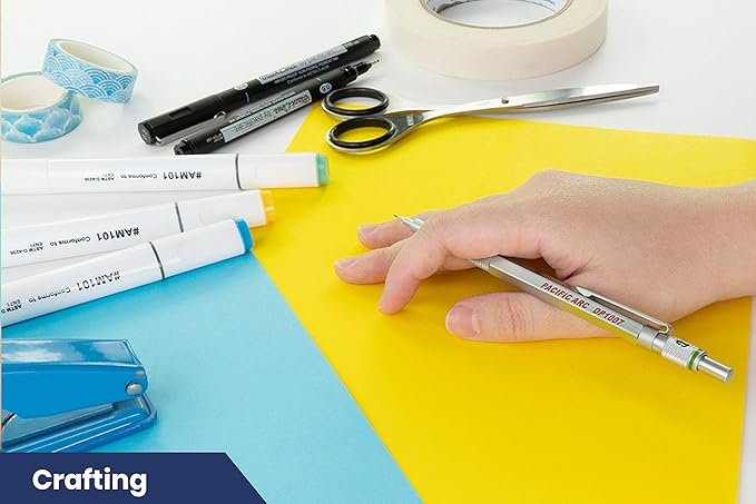 Pacific Arc Chromagraph Metal Mechanical Pencil .7 mm Silver Barrel Mechanical Pencil with Built In Lead Pencil Grade Indicator, Lead Pencil Holder for Drafting, Sketching, and Drawing