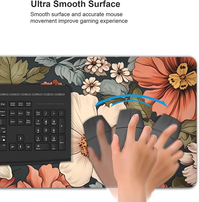 35.4 x 15.7 in, Waterproof XXL Large Mouse Pad for Desk, Extended Keyboard Mouse Mat for Computer Office, Big Laptop Mouse pad, Gaming Pc-Vintage Summer Florals