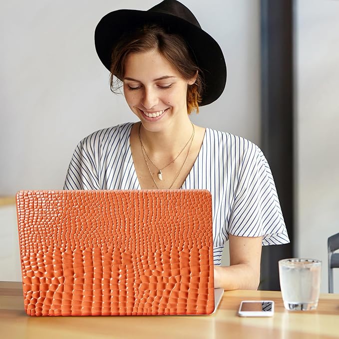 Crocodile Case for MacBook Air 13 inch M4 M3 M2 2025-2022 A3240 A3113 A2681,for Mac Air M4 Alligator Snake Textured Leather Glitter Glossy Cute Hard Shell&Keyboard Cover for Mac Air 13.6,Brown