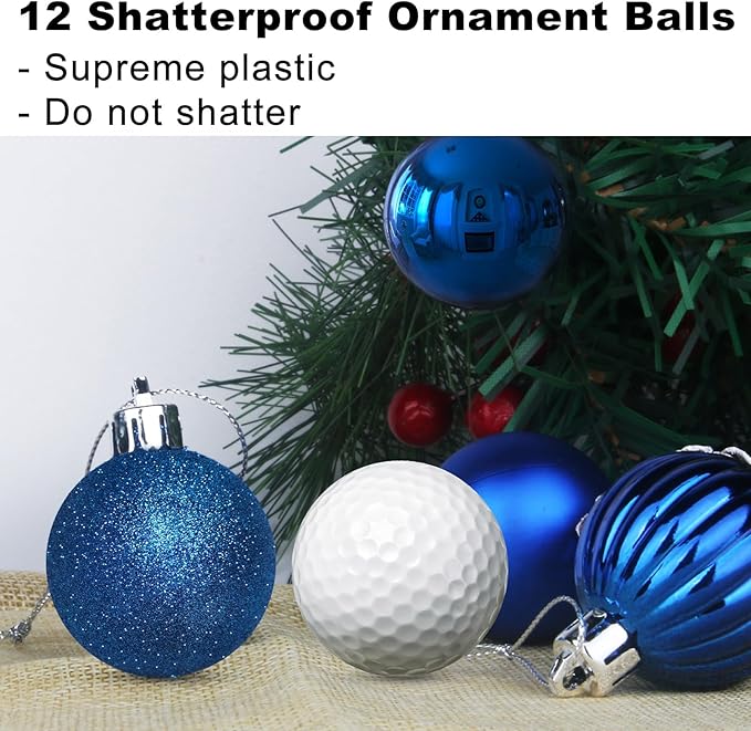 Royal Blue 1.6" Small Christmas Balls Christmas Tree Decoration Ornaments Shatterproof Hanging Balls for Birthday Halloween Holiday Wedding Decorations Set of 12pcs