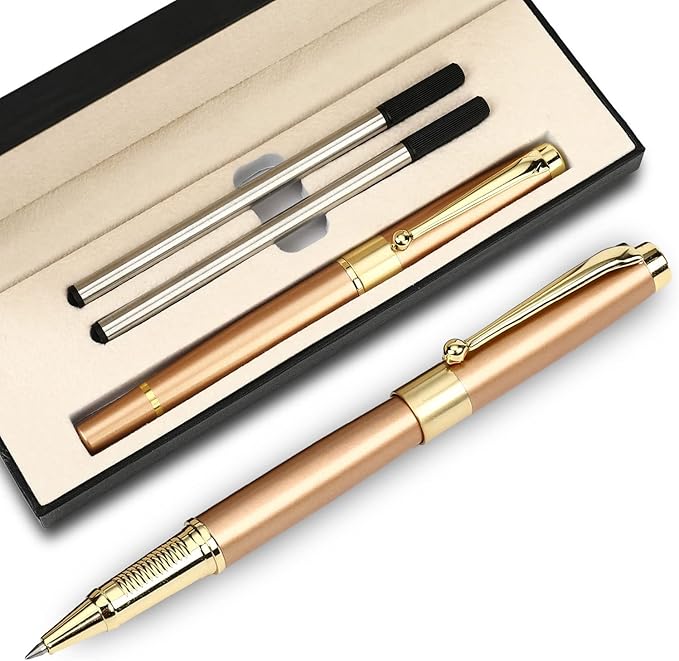 YIVONKA Ballpoint Pen Black Refill,Luxury Ballpoint Line width 0.5mm,Best Ball Pen Gift Set for Men & Women Professional Executive,Office,Nice BallPens Classy Gift Box (Rose Gold)