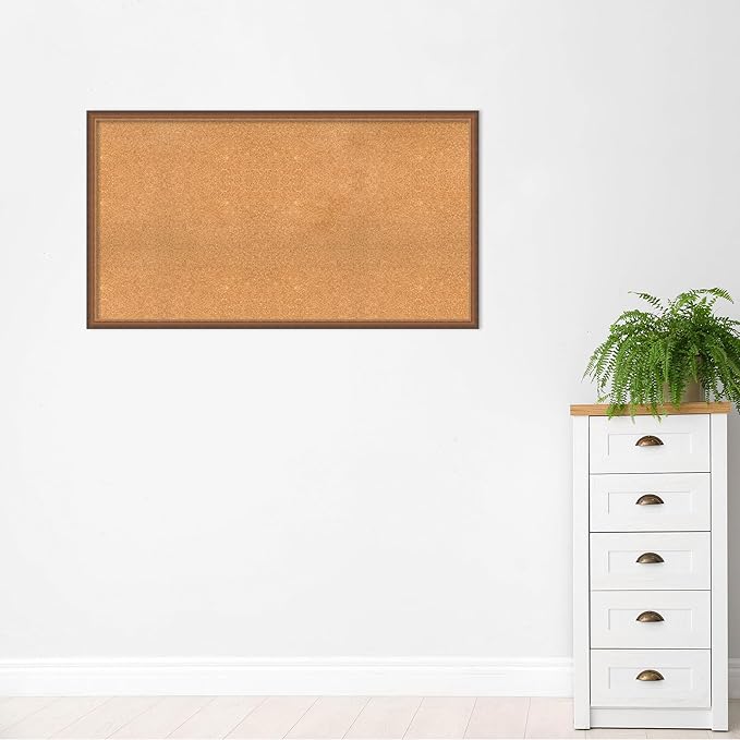 Amanti Art Natural Cork Board for Wall, 30x54 Vision Board with Bronze Frame, Oversize Corkboard Office Decor for Home Organization, Modern Corkboard Pinboard to Display Items for Home Organization