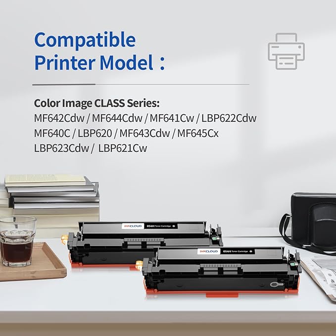 INKCLOUD 054H Black Toner 2-Pack with Chip Compatible Canon 054H 054 Black Toner Work with Canon Color ImageClass MF644Cdw MF642Cdw LBP622Cdw MF642c MF641cw Printer (Black, 2-Pack)