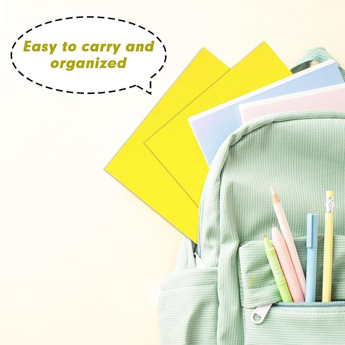 Two Pocket Folders, RAZCC 50 Pack 2 Pocket Folders Fit Letter Size Paper, Paper Folders with Pockets for School Office Business Home, Yellow