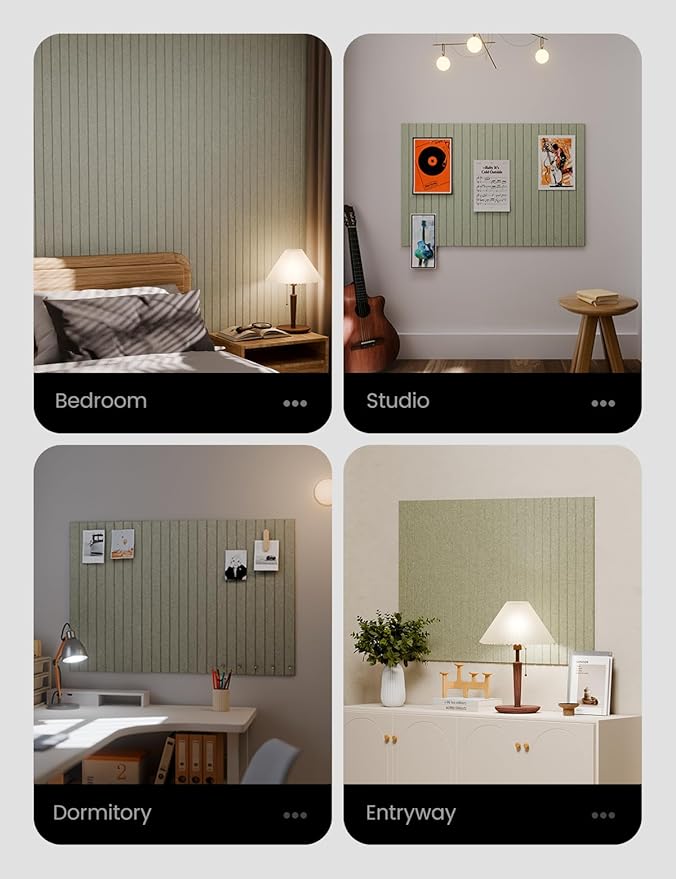 Large Felt Bulletin Board 36" x 24" Cork Board Alternative-6 Pack with 40 Safe Removable Adhesive Tabs, Cork Boards for Walls Cork Board for Home Office Classroom Pin Board (Sage)