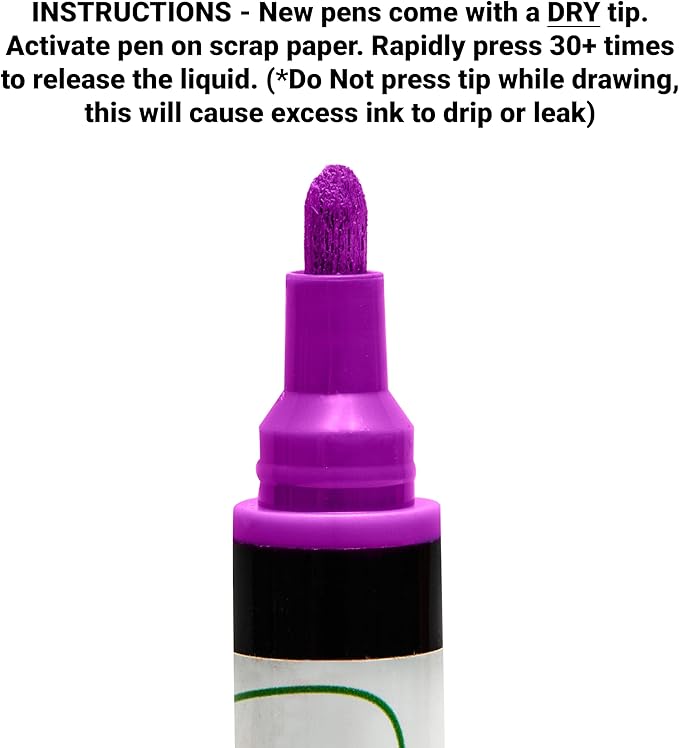 Glass Pen Window Marker: Liquid Chalk Pens for Glass, Whiteboard Markers with Washable Paint - Graduation, Car Windows, Mirror Pen, Storefront, Wedding, Parade, Party & Holiday (Purple, Fine Tip)