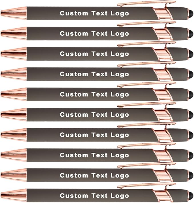 Custom Engraved Ballpoint Pens Bulk, Personalized with Name/Logo, Black or Blue Ink, Smooth Writing for Office, School, Business, Church, Reunion 100 Pcs Grey
