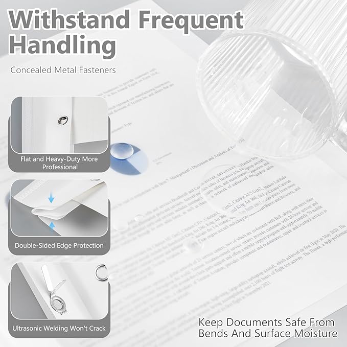 48 Pack Plastic Report Covers with 3 Prongs Presentation Folders Bulk, 100 Sheet Capacity, Clear Front Report Covers for Presentation Document Paper School Office Supplies (White)