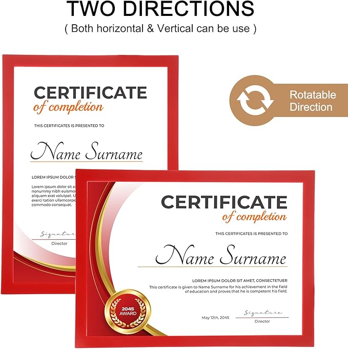 uxcell 6 Pcs Magnetic Sign Holder, 8.3" x 11.7" Self-Adhesive Magnetic Wall Signs Holder Magnetic Picture Frame Document Holder for Home Office Wall Window Displays, Red