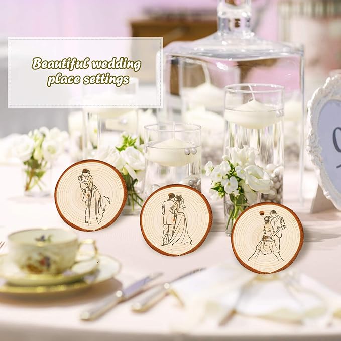 5ARTH Natural Wood Slices - 30 Pcs 3.1-3.5 inches Craft Unfinished Wood kit Predrilled with Hole Wooden Circles for Arts Wood Slices Christmas Ornaments DIY Crafts