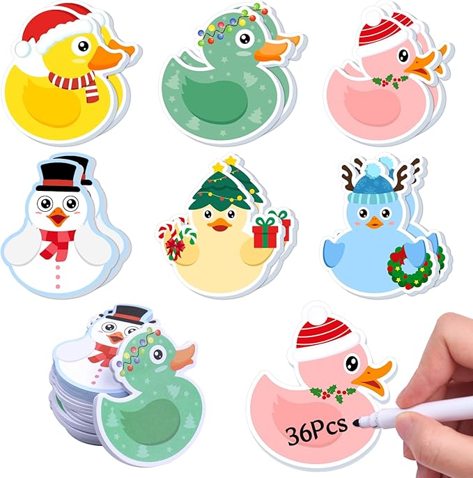 36 Pack Christmas Sticky Notes 720 Sheets Cute Duck Sticky Notes Self-Sticky Writing Memo Pads Page Marker for Holiday Gifts Office School Christmas Stationery Stocking Stuffers Xmas Party Favor