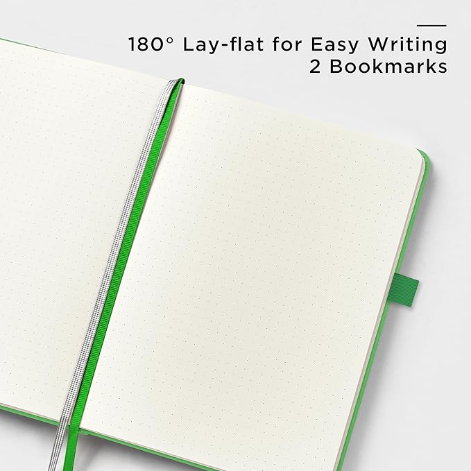&And Per Se Dotted Journal Notebook, A5 Hardcover Bullet Dotted Journal, 160 Pages 100 gsm Thick Dotted Paper, 3 Sheets of Stickers Included - 5.7'' x 8''（Emerald）