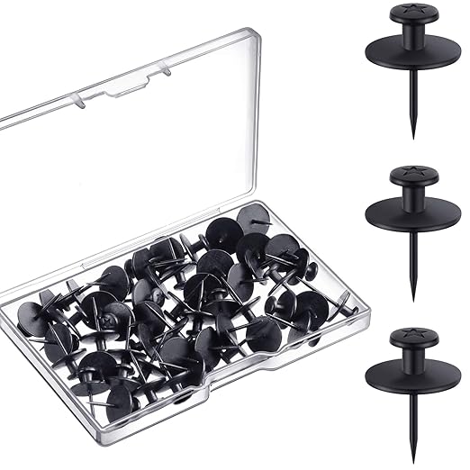 Push Pins Picture Hangers Double Headed Thumb Tacks Wall Hooks for Wall Hangings Picture Hangers Nails Small Photo Hanging Hook Pins for Home Office Photo Decor(Black,25 Pieces)