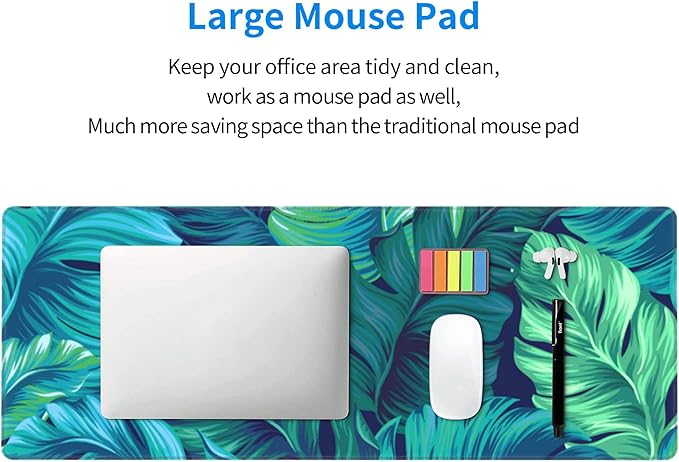 Tropical Palm Leaves Mouse pad, Hawaii Beach Jungle Leaves Mouse pad Palm Leaves Floral Mousepad Green Tropical Leaves Mouse Mat Mouse Pad for Computers Laptop Office, 31.5"x12"x0.12"