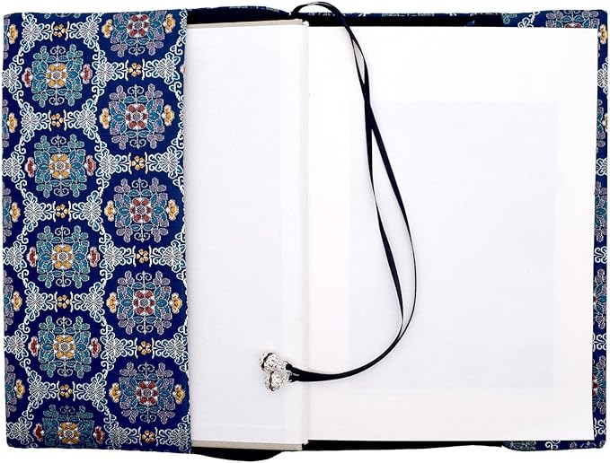 BLBMH Book Covers for Paperbacks Handmade Bookcover Fit for 5.5x8.5 inch Adjustable Fabric Softcover Protector for Women Book Lovers Gifts - Flower Blue B 8.5in