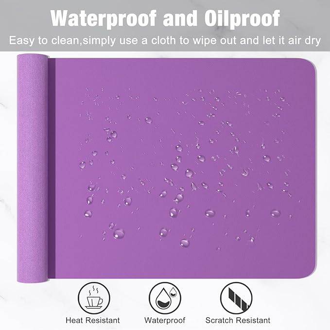 Hsurbtra Desk Pad, 48" x 17" PU Leather Desk Mat, XXXL Extended Mouse Pad, Waterproof Desktop Blotter Protector, Non-Slip Ultra Thin Large Laptop Keyboard Writing Mat for Office Home, Purple