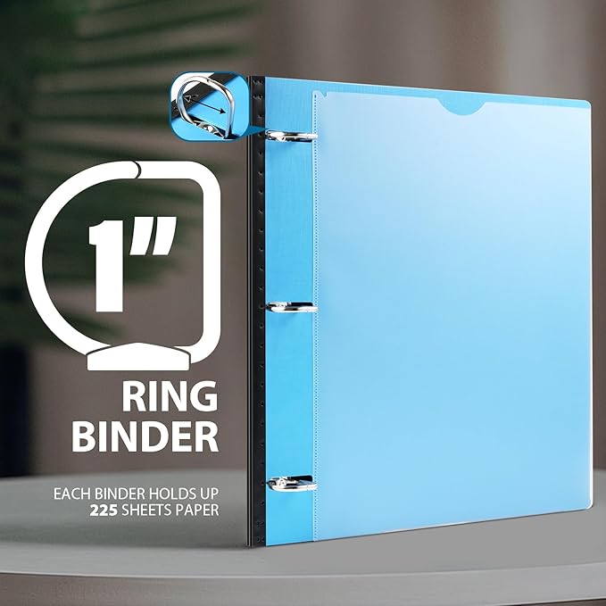 WOT I Telescoping 3 Ring Binder 1 Inch 12-Pack, Expandable Flexible Binder - Patented Design for Easy Portability, Holds 225 Sheets, 4 Bright Colors for School, Office&Home Organization