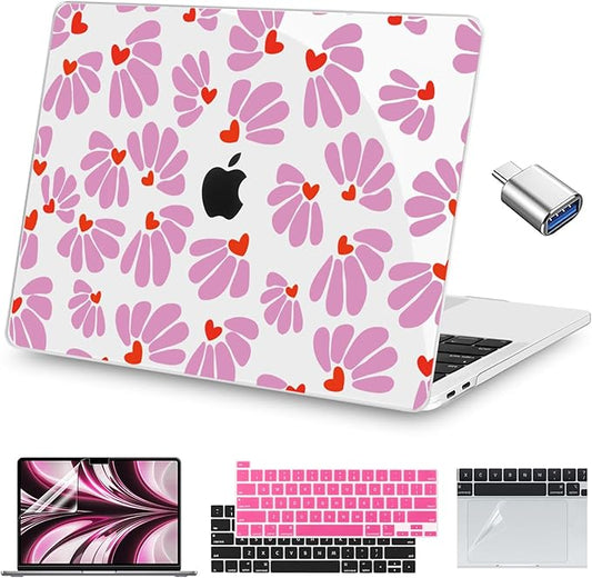 Teryeefi for MacBook Pro 13 Case 2022 2021 2020-2016 Release A2338 M2/M1 A2251 A2289 A2159 A1989 A1706, Laptop Hard Shell with Keyboard Cover & Trackpad Film & Type C Adapter, Pretty Floral 138