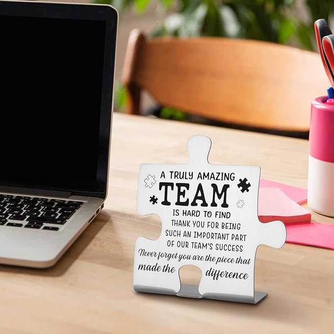 Team Gifts for Employees, Coworkers, Women, Team Thank You Appreciation Gifts, Team Plaque, Team Puzzle Piece Gift, Team Christmas Team Work Office Desk Decor Gifts Decorative Signs Plaques WDD19