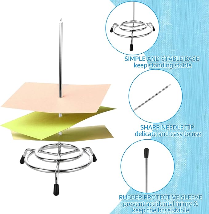 10PCS Receipt Holder Spike, 3.3x6.3 Inch Receipt Spike Ticket Stabber for Restaurant Office Home, Stainless Steel Bill Fork for Memo Food Order Paper Stand Supplies