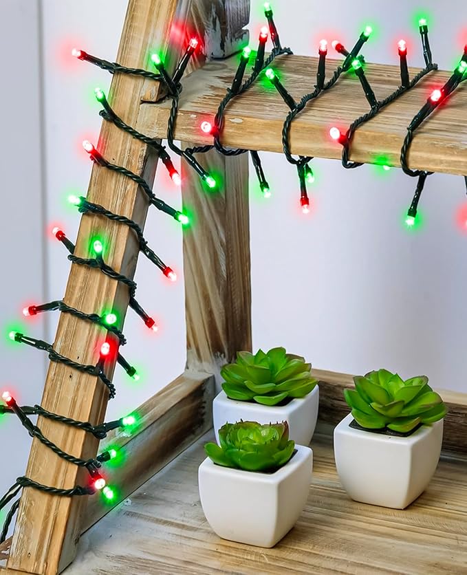 157FT 480 LED Christmas Lights Outdoor, Plug in Christmas Tree Lights Waterproof, 8 Modes Green Wire Twinkle String Light for Indoor Room House Patio Tree Holiday Decorations, Red Green
