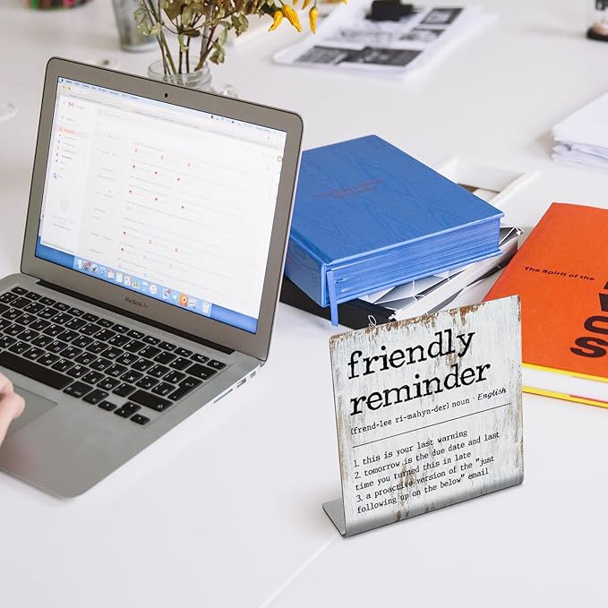 Funny Desk Signs for Work Office,Friendly Reminder Definition Office Desk Sign,Work Office gifts, Office Desk for Colleague Coworker Work bestie Friend, Office Humor Decor Sign Plaque XB288