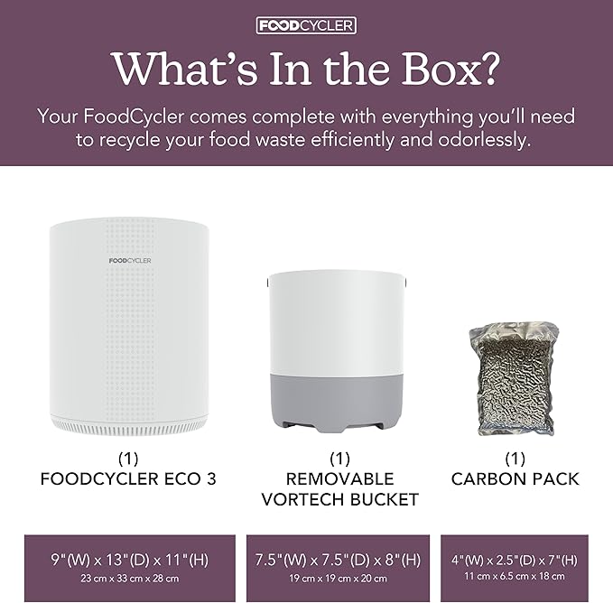 Eco 3 Compact Kitchen Food Recycler | Indoor Composter Bin Alternative | Electric Countertop Food Waste Disposer with Odorless 3.5L Indoor Food Waste Bin for Easy Waste Management | White