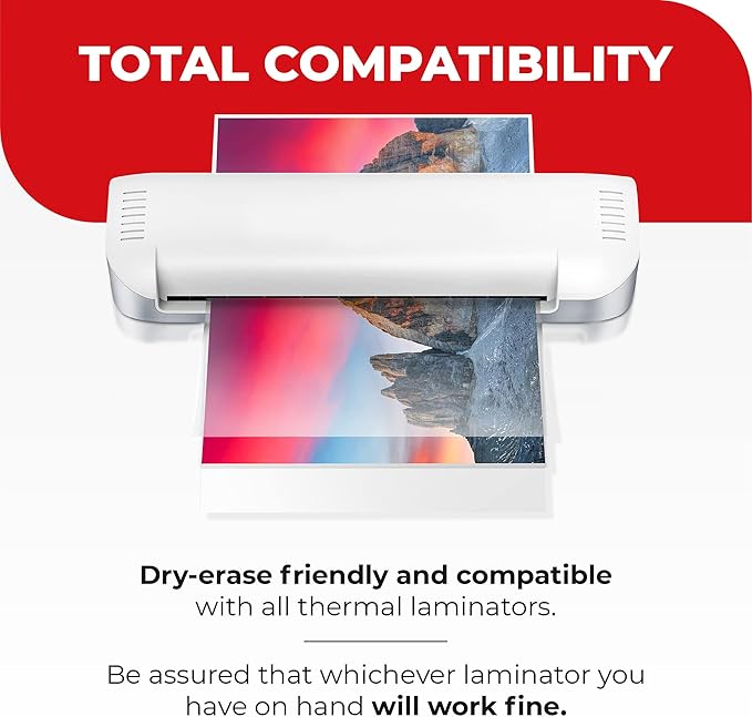 5MIL Thermal Laminating Sheets (100 Count) 9x11.5 inch, Letter Size Dry-Erase Friendly Laminating Pouches, Compatible with Laminators, Crystal Clear Laminated Finish