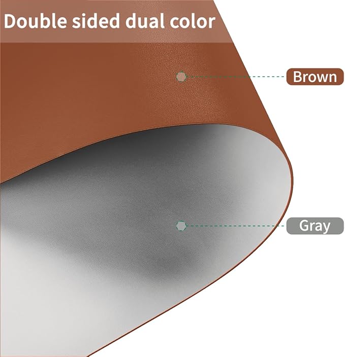 Leather Dresser Cover,1.8mm Thick,14x90 Inch,Dresser Protector Top,Dresser Top Protector,Dresser Cover Top,Dresser Top Cover,Dresser Cover Top for Bedroom.(Brown+Gray,14x90)