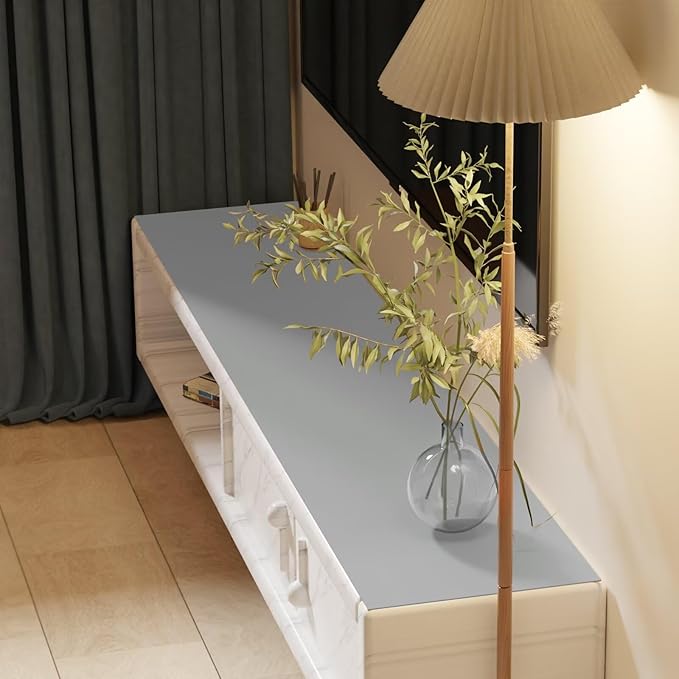 Leather Dresser Cover,1.8mm Thick,14x40 Inch,Dresser Protector Top,Dresser Top Protector,Dresser Cover Top,Dresser Top Cover,Dresser Cover Top for Bedroom.(Gray+Gray,14x40)