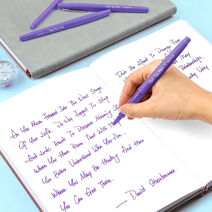 Lelix Felt Tip Pens, 30 Purple Pack, 0.7mm Medium Point, Felt Tip Markers Pens for Journaling, Writing, Note Taking, Planner, Perfect for School Office and Art Supplies