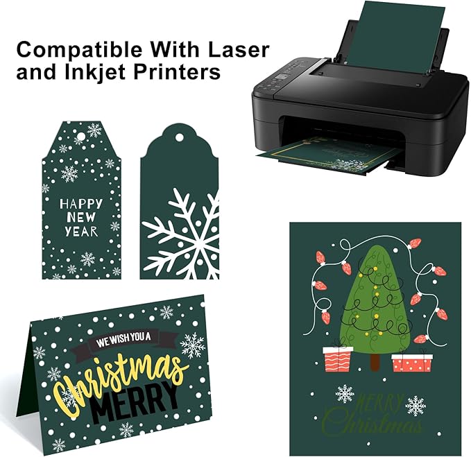 OcePor 50 Sheets Dark Green Cardstock Paper, Colored Printer Paper 8.5 x 11, Thick Construction for Cards Making, Scrapbook，Office Printing, Invitations, Certificates，DIY Crafting 92 lb/250gsm