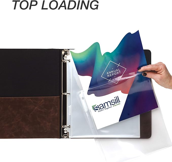 Samsill Sheet Protectors, 5.5x8.5 Inch Page Protectors for 3 Ring Binder, Super Heavy Duty, Secure Top Flap Protector, Letter Size, Top Loading, Acid Free, 50 Pack