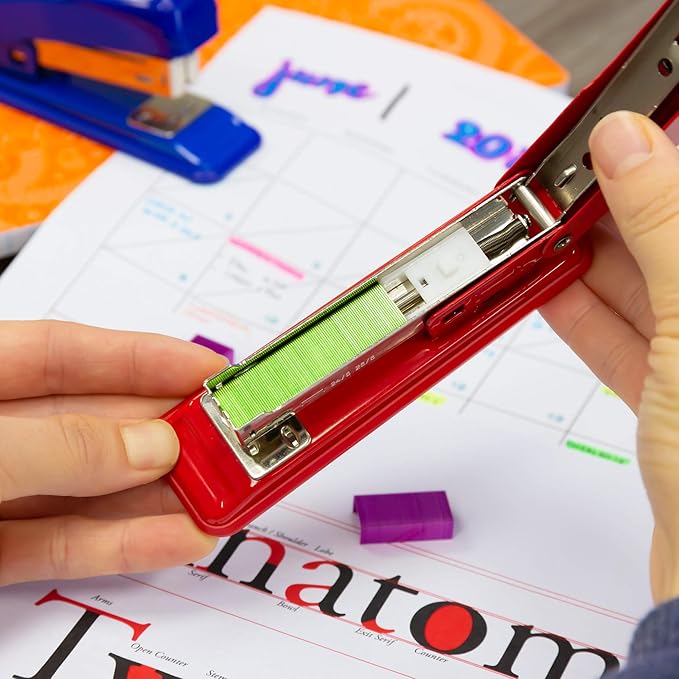 BAZIC Products Staples Standard (26/6) Metallic Color 3000/Pack, Stapler Refill Standard Size Staple, Assorted Colors, 2-Packs