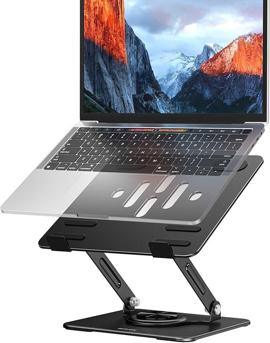 BESIGN LS11 Laptop Stand with 360° Rotating Base, Ergonomic Adjustable Notebook Holder, Riser Holder Computer Stand Compatible with Air, Pro, Dell, HP, Lenovo More 10-14" Laptops (Black)