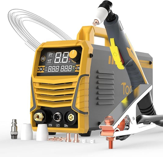 TOOLIOM Large LCD Display Plasma Cutterï¼, 50A Dual Voltage 110V/220V Metal Cutting Machine with Air Pressure Display and 2T/4Tï¼, 1/2" Clean Cut