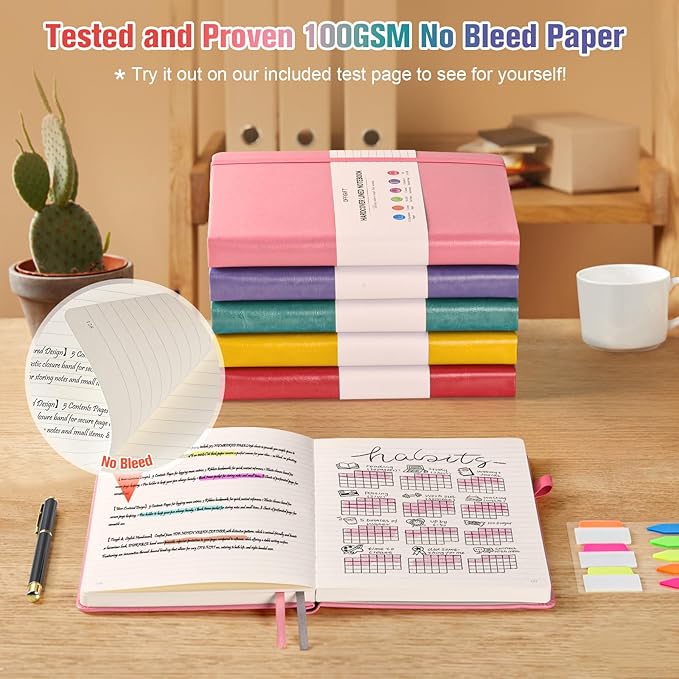 Lined Notebook Journal for Women Men, Large B5 College Ruled Notebook, 312 Numbered Pages Notebooks for Work, 100gsm Paper Daily Journal, Hardcover Vegan Leather Journals for Writing Office, Purple