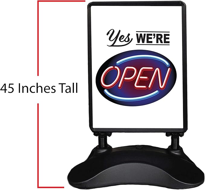 Outdoor Message Board Sidewalk Sign Open Drive Thru Take Out Sign Double Sided Restaurant Business Swinging Sign (WE are Open)