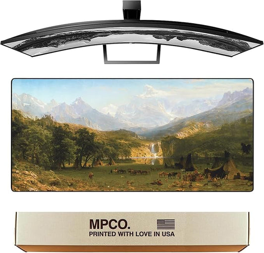 MPCO. Western Large Gaming Desk Pad - 36" x 17" Aeroglyde Fabric Landers-Peak Desk Mats - Non-Slip, Washable, Smooth Glide for Precision Gaming & Work