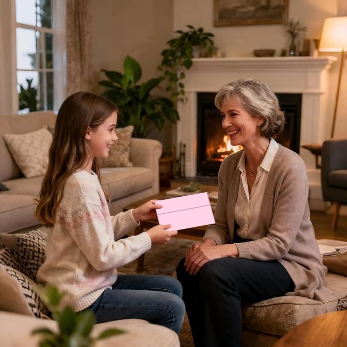 100 Packs 5x7 envelopes, A7 White Envelopes for Invitations Self Seal Printable for Greeting Cards, Weddings, Invitations, Photos, Postcards, Mailing (Pink)