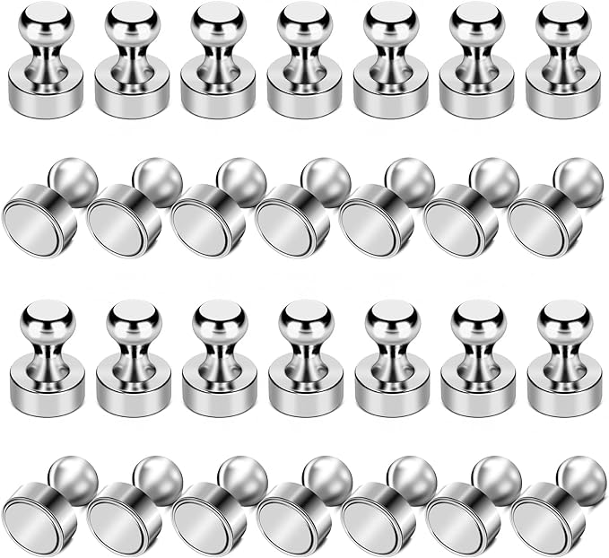 LOVIMAG Refrigerator Magnets, 28Pcs Strong Fridge Magnets for Refrigerator, Small Neodymium Magnets for Whiteboard, Metal Push Pin Magnets for Kitchen, Office, School, Locker, Map Decorative